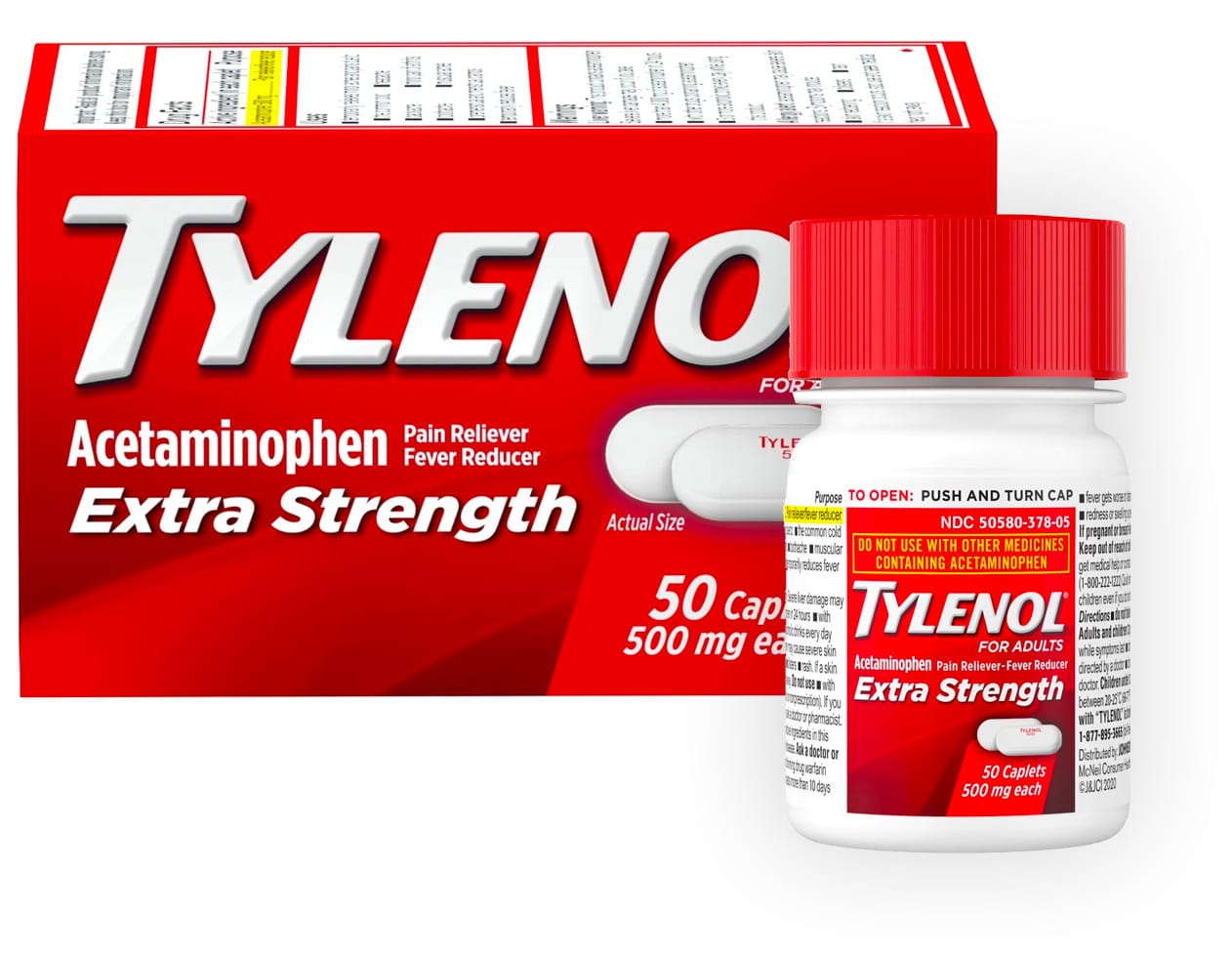 A box and bottle of Tylenol.